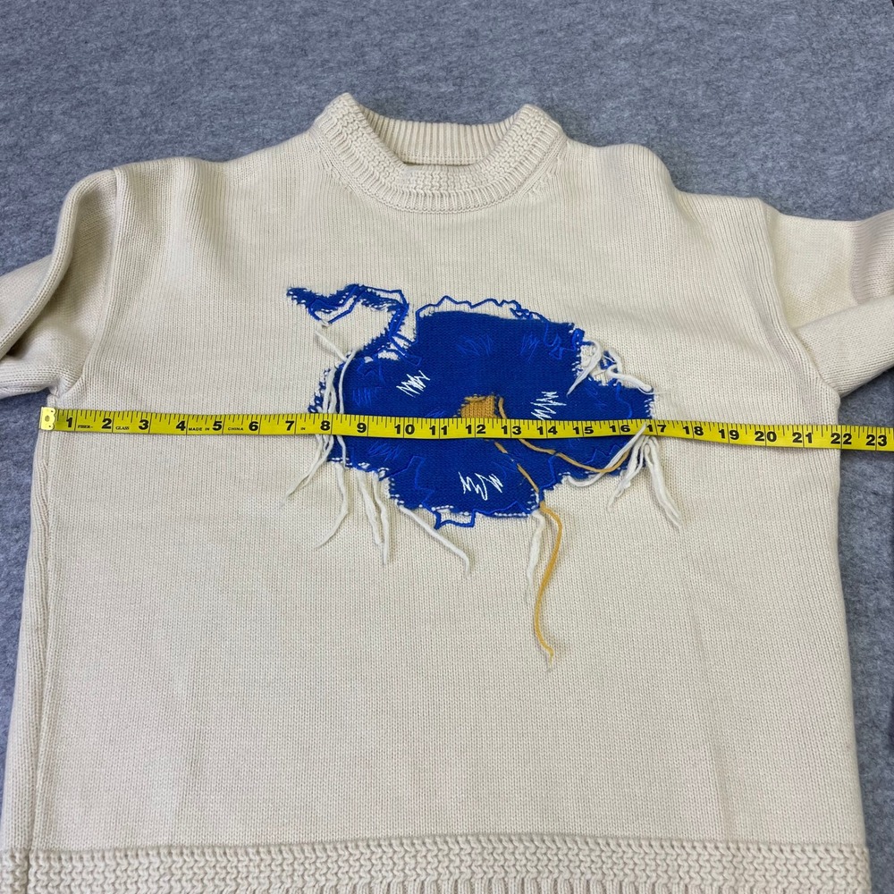 ADER Error Ivory Wool Knit Bluessom Flower Sweater Size A2 FW2020 - Picture 15 of 16